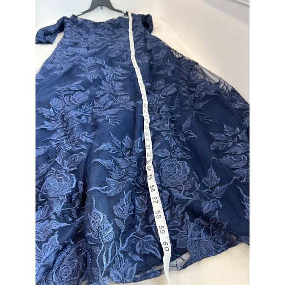 New La Femme Size 14 Lace V Neck A-line Dress Gown - 28053 Navy *rip, stain* - Picture 8 of 16